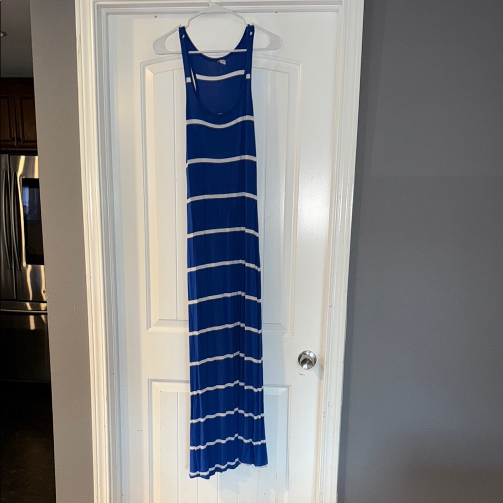 Old Navy Blue and White Striped Maxi Dress